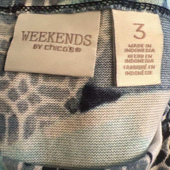 Chicos Weekends Pullover Top  XL Geometric  Blue Purple Long Sleeve - Picture 4 of 9